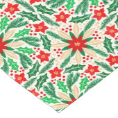Holly en Poinsettia Botanisch vakantiepatroon Korte Tafelloper (Hoek)