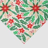 Holly en Poinsettia Botanisch vakantiepatroon Tissuepapier (Detail)
