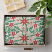 Holly en Poinsettia Botanisch vakantiepatroon Tissuepapier (Geschenk)