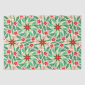 Holly en Poinsettia Botanisch vakantiepatroon Tissuepapier (Voorkant)