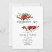 Holly en Poinsettia kerstverlovingsfeest Kaart (Voorkant)