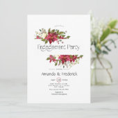 Holly en Poinsettia kerstverlovingsfeest Kaart (Staand voorkant)