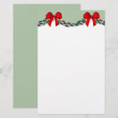 Holly en Red Bow Kerstmis Briefpapier (Voorkant / Achterkant)