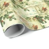 Holly en Robins Vakantiepatroon Cadeaupapier (Rol Hoek)