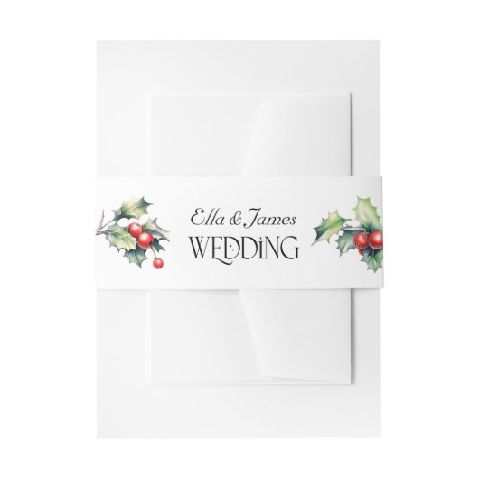 Holly en rode bessen bruiloft uitnodigingen wikkel (Voorkant Voorbeeld)