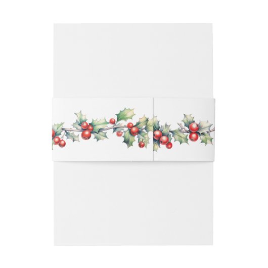 Holly en rode bessen bruiloft uitnodigingen wikkel (Achterkant Voorbeeld)