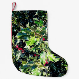 Holly en rode bessen kleine kerstsok
