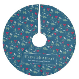 Holly en rode bessen loof patroon op maat kerstboom rok