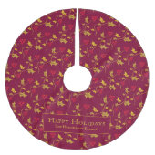 Holly en rode bessen loof patroon op maat kerstboom rok (Voorkant)