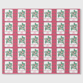 Holly en rode bessen, originele kunst, groet cadeaupapier (Vlak)