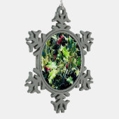 Holly en rode bessen tin sneeuwvlok ornament (Links)