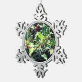 Holly en rode bessen tin sneeuwvlok ornament (Rechts)