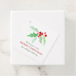 Holly en rode bessen waterverf Kerstmis Bedankjes Labels