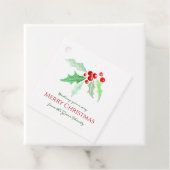Holly en rode bessen waterverf Kerstmis Bedankjes Labels (In situ)