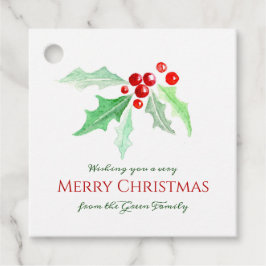 Holly en rode bessen waterverf Kerstmis Bedankjes Labels