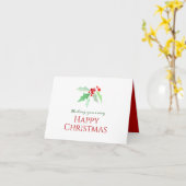 Holly en rode bessen waterverf Kerstmis Kaart (Gele Bloem)