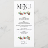 Holly en rode bessen Winter bruiloft Menu (Voorkant)