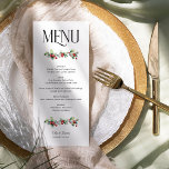 Holly en rode bessen Winter bruiloft Menu<br><div class="desc">Winter bruiloft menu met volledig bewerkbare diner cursussen en menu items. Het ontwerp is voorzien van elegante typografie en takken van hulst met rode bessen. Voor het coördineren van uitnodigingen, briefpapier en het decor van de dag van het evenement, bladert u door mijn Holly Bells Wedding Collectie of bericht me...</div>