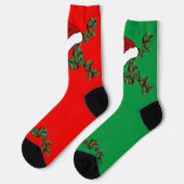 Holly en Santa Hat Mismatch Kerstmis Sokken (Links)