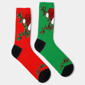 Holly en Santa Hat Mismatch Kerstmis Sokken (Rechts)