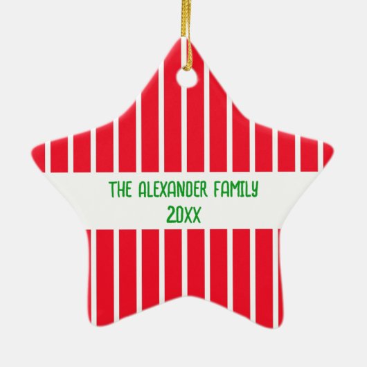 Holly en Stripes Keramisch Ornament (Achterkant)