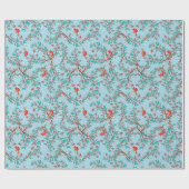 Holly en vogels cadeaupapier (Vlak)