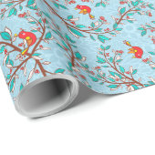 Holly en vogels cadeaupapier (Rol Hoek)