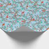 Holly en vogels cadeaupapier (Hoek)