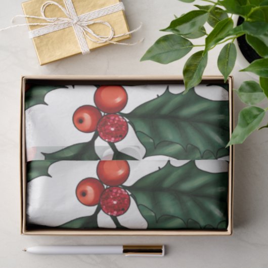 Holly en Winter bessen groen Kerstmis Tissuepapier (Geschenk)