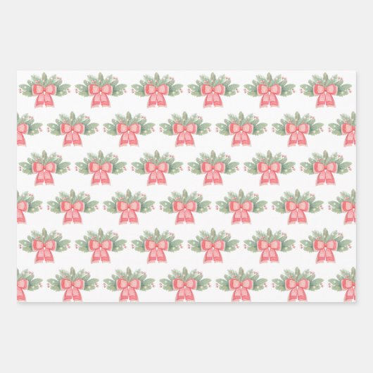 Holly, Evergreen en Red Bow-papierbladen Inpakpapier Vel (Voorkant)