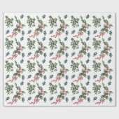 Holly Evergreen kerstvakantie  groen Cadeaupapier (Vlak)