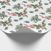 Holly Evergreen kerstvakantie  groen Cadeaupapier (Hoek)