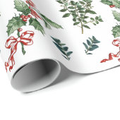 Holly Evergreen kerstvakantie  groen Cadeaupapier (Rol Hoek)