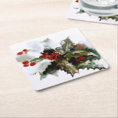 Holly Feestdagen Square Onderzetter (Schuin)