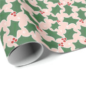 Holly Festive kerstinpakpapier Cadeaupapier (Rol Hoek)