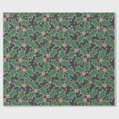 Holly Festive kerstinpakpapier Cadeaupapier (Vlak)
