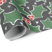 Holly Festive kerstinpakpapier Cadeaupapier (Rol Hoek)