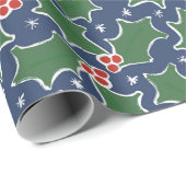 Holly Festive kerstinpakpapier Cadeaupapier (Rol Hoek)