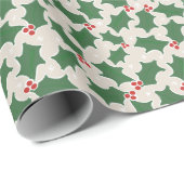Holly Festive kerstinpakpapier Cadeaupapier (Rol Hoek)