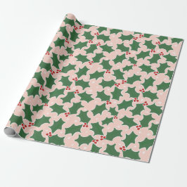 Holly Festive kerstinpakpapier Cadeaupapier
