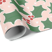 Holly Festive kerstinpakpapier Cadeaupapier (Rol Hoek)