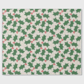 Holly Festive kerstinpakpapier Cadeaupapier (Vlak)