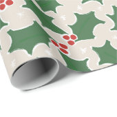Holly Festive kerstinpakpapier Cadeaupapier (Rol Hoek)