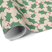 Holly Festive kerstinpakpapier Cadeaupapier (Rol Hoek)