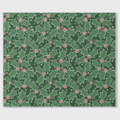 Holly Festive kerstinpakpapier Cadeaupapier (Vlak)