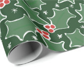 Holly Festive kerstinpakpapier Cadeaupapier (Rol Hoek)