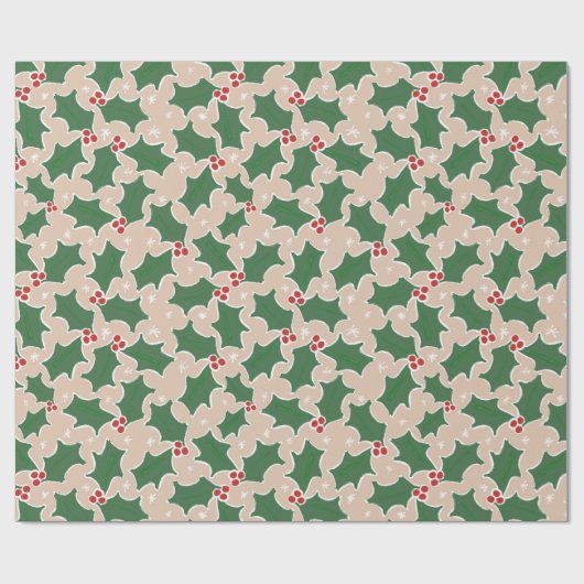 Holly Festive kerstinpakpapier Cadeaupapier (Vlak)