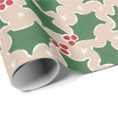 Holly Festive kerstinpakpapier Cadeaupapier (Rol Hoek)