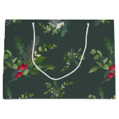 Holly, Fir en Snowflake Forest Green Groot Cadeauzakje (Voorkant)