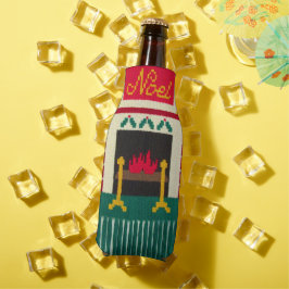 Holly Fireplace Red Green Gold Noel Fringe Crochet Flesjeskoeler